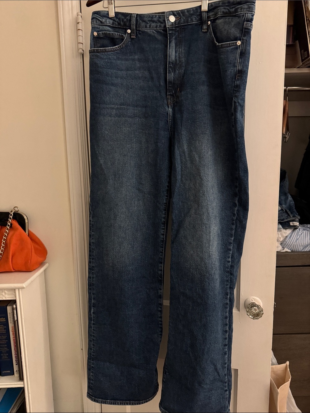 Women’s SZ 33 Frame Denim Straight-Leg Jeans in Dark Blue Wash NWOT